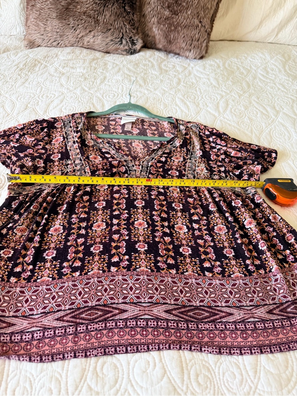 Knox Rose XL Floral Boho Blouse Short Sleeve EUC - Picture 4 of 6